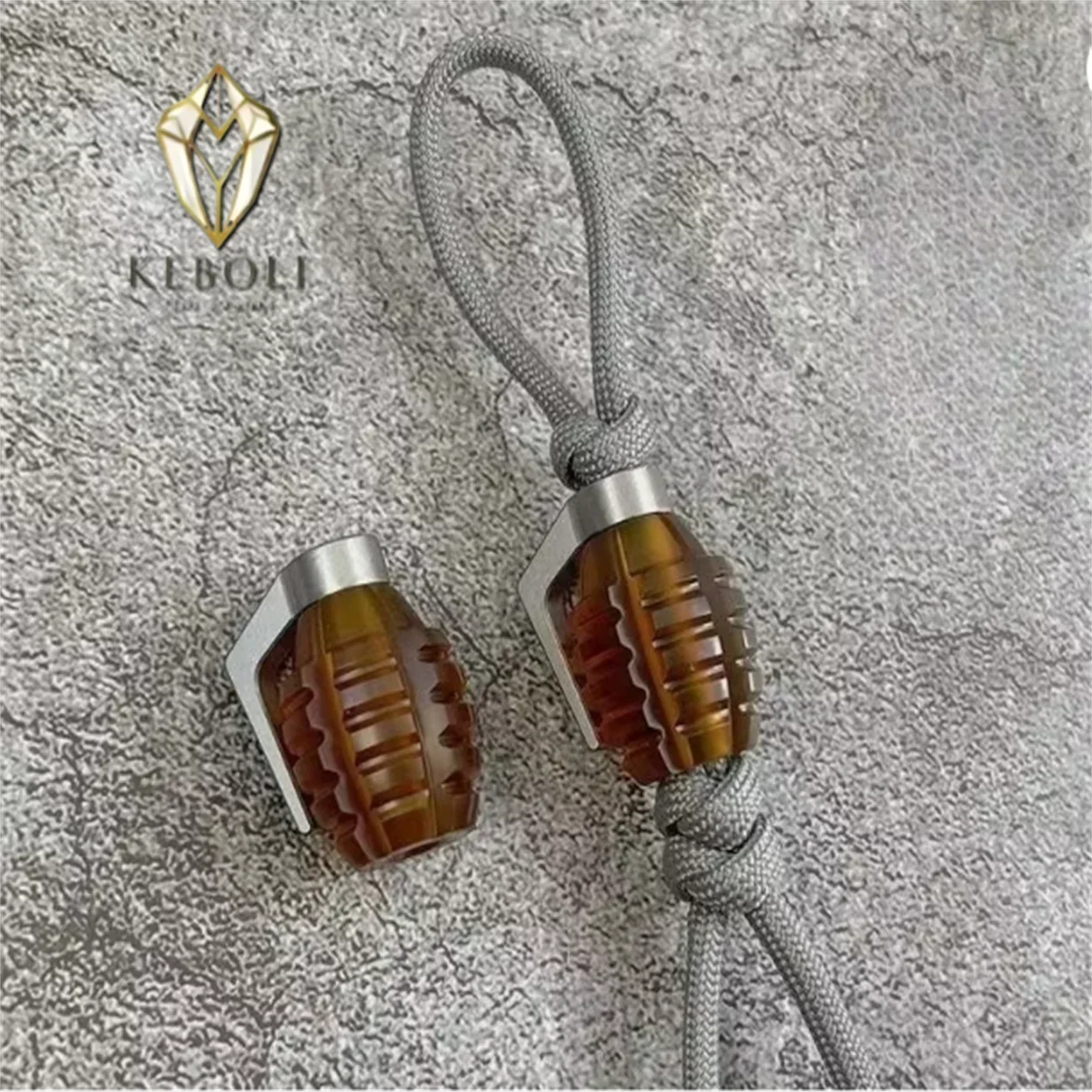 KEBOLI Hand Grenade Shape Keychain  Ultem PEI Titanium Alloy EDC Pendant Paracord DIY Accessory for Knife, Flashlight, Backpack, view 4