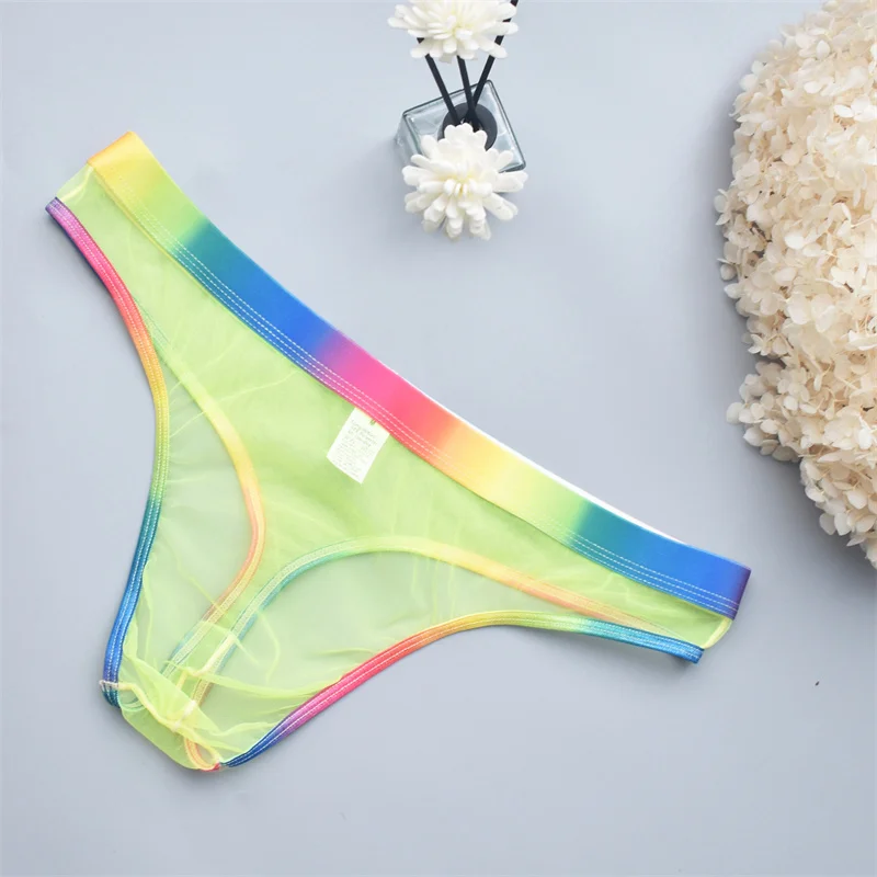 6PCS Men Underwear Thongs T-Back Sexy Perspective Jockstrap Underpants Mesh Micro String Transparent Mens Lingerie Sissy Panties