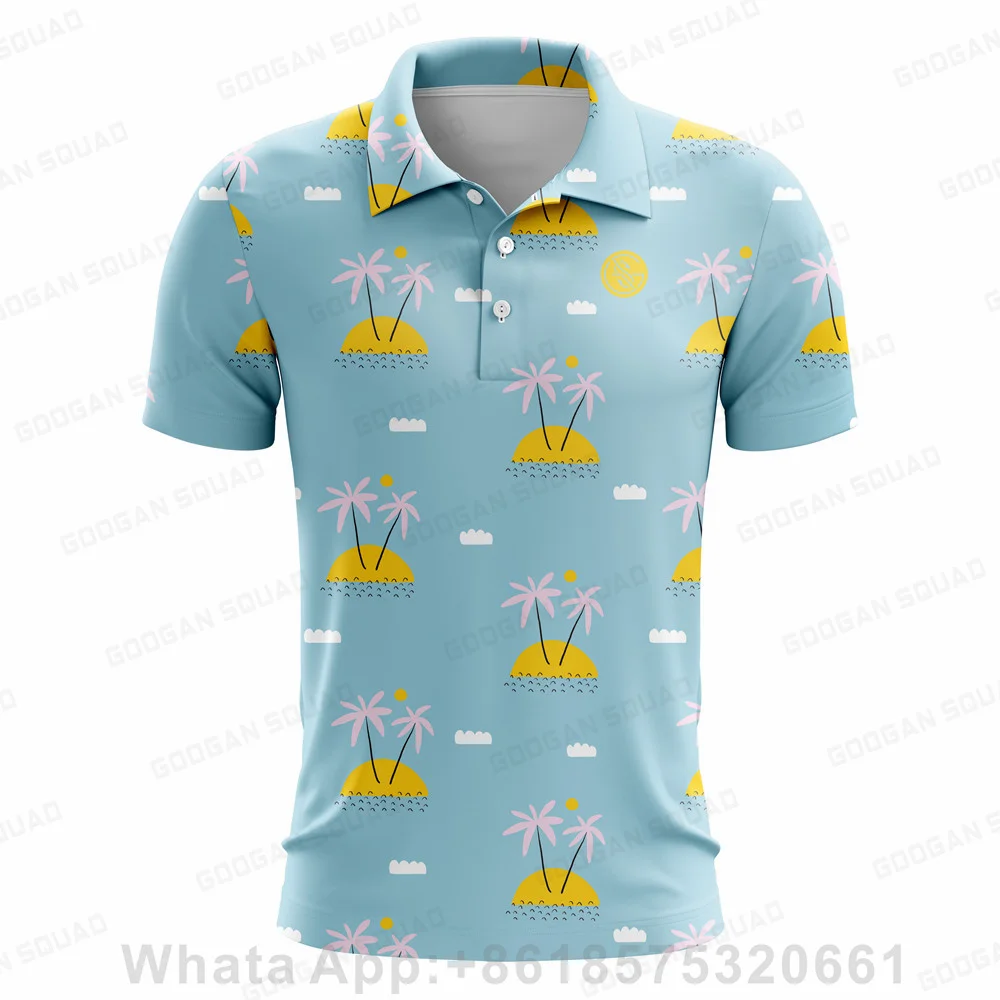 New Golf Wear Casual Short Sleeve Printed T-shirt Men Summer Golf Sports Shirt Golf Course Overalls Quick Dry F1 Racing Clothing