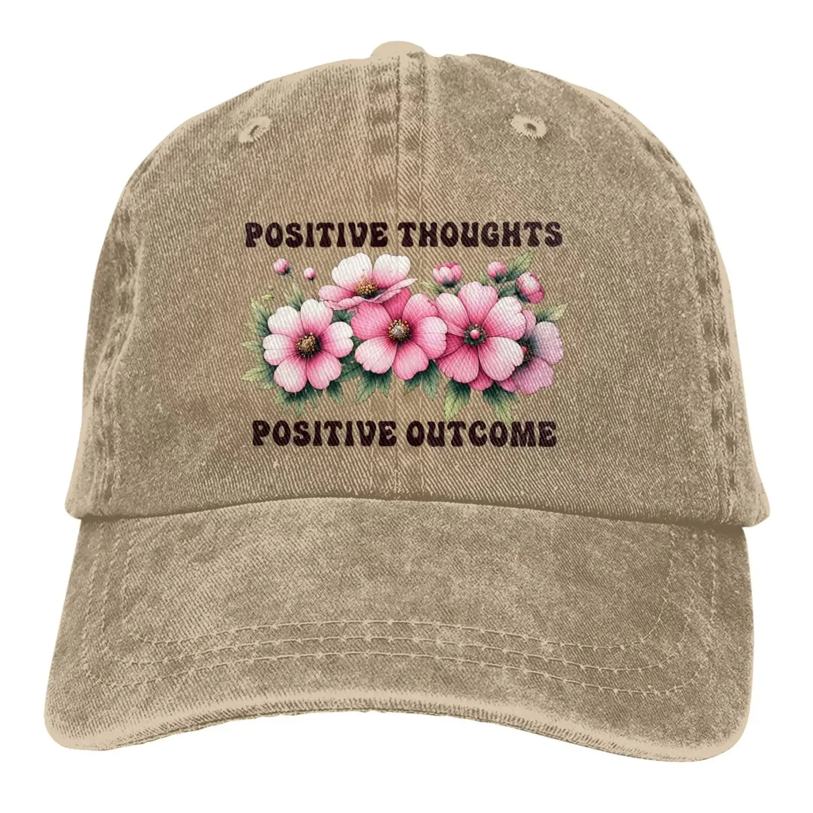 Positive Thoughts Outcome Baseball Cap Denim Hat Washed Cotton Fashion Cap Unisex Adjustable Outdoor Sports