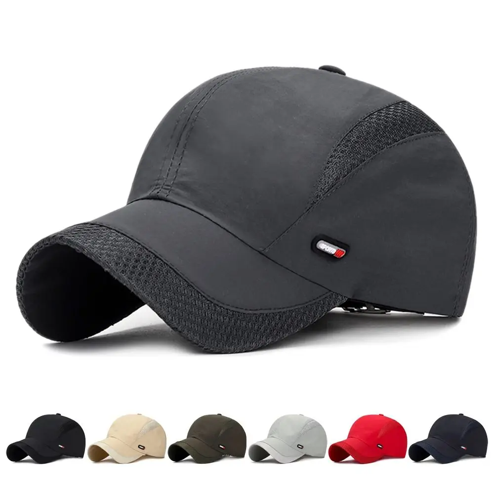 Wasserdichte, schnell trocknende Baseballkappe aus Baumwolle, Snapback-Hüte, Netz-Sonnenhut