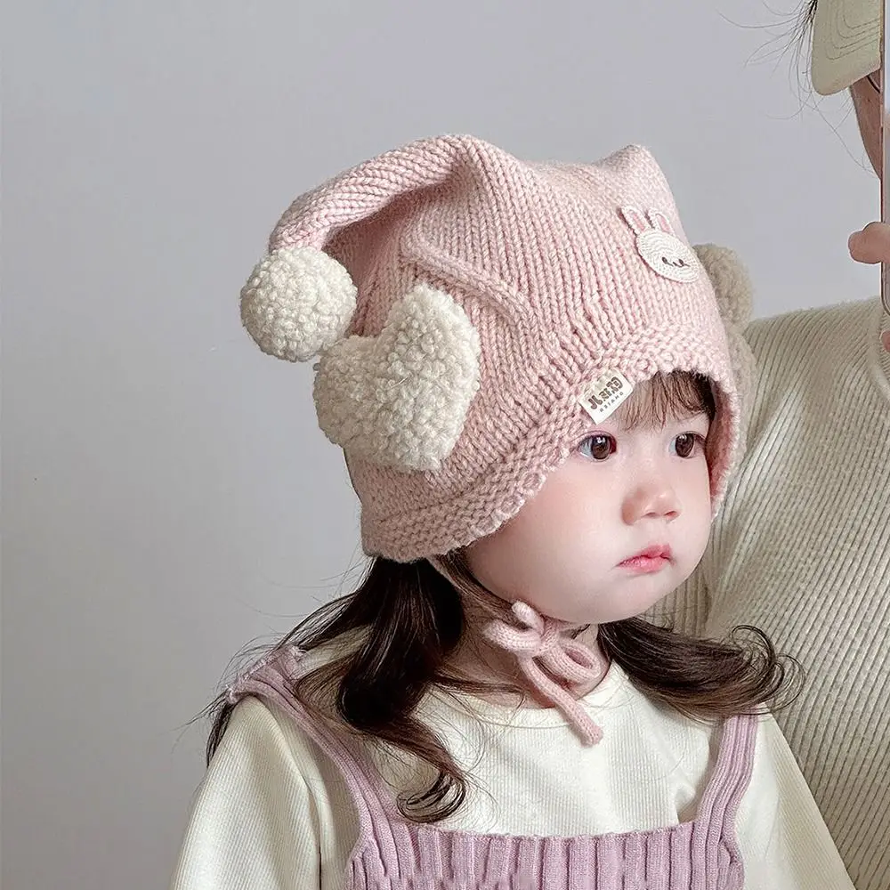 

Cute Winter Baby Crochet Hat Cold-Resistant 6-24 Months Toddler's Knitted Hat Solid Color Windproof Ear Protection Hat