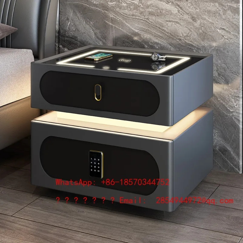 Nordic Wooden Charging Bedside Table Luxury Smart Drawer Nightstand Modern Bedroom Furniture
