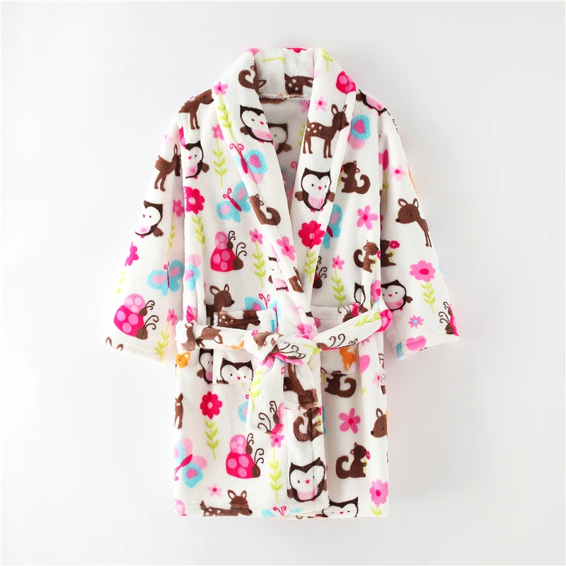 Children's Autumn and Winter Flannel Pajamas and Homewear Boys' and Girls' Medium and Large Kids' Sleeprobes and Bathrobes Par