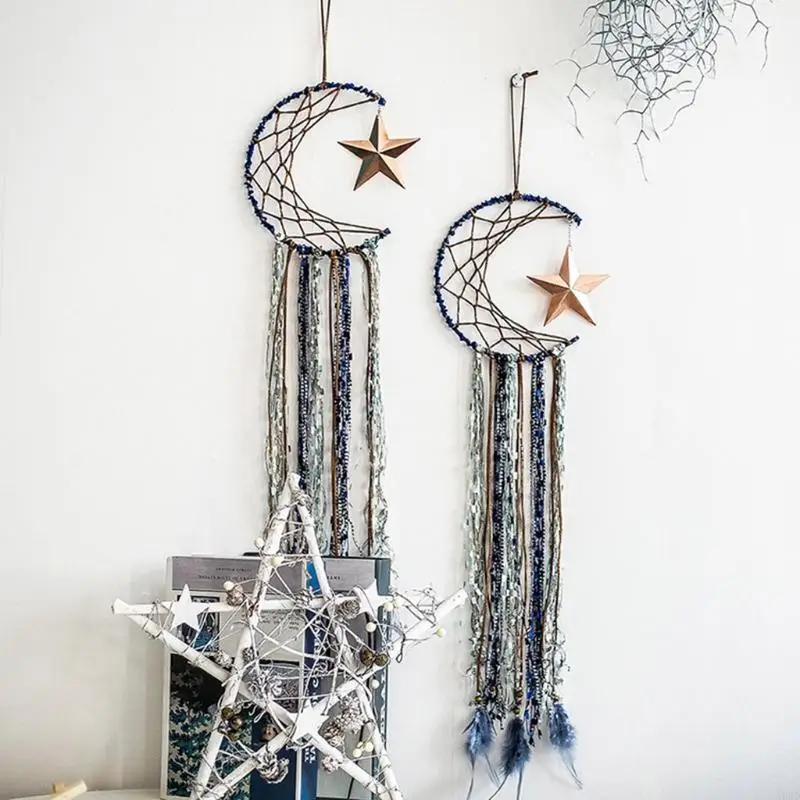 A6HD 50-200 Mm Hình Mặt Trăng Khung Vòng Tròn Nhẫn Kim Loại Macrame Mặt Trăng Vòng Handmade Dreamcatcher Làm trang