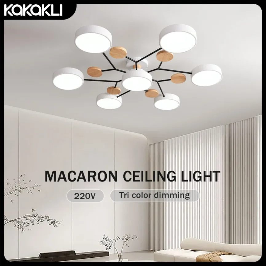 Nordic LED Ceiling Light Living Room Decoration Pendant Light Macaron Tricolor Light Bedroom Study Room Indoor Home Lighting