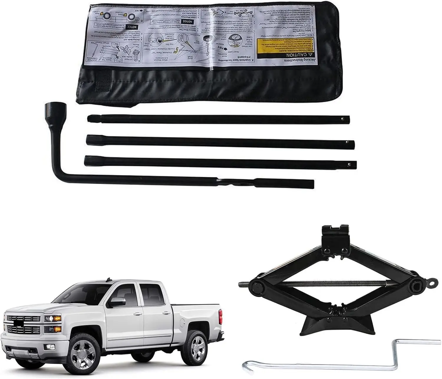 

DayPlus Spare Tire Repair Tool Kit for Chevy Silverado 1500 /GMC Sierra 1500 Spare Tire Iron Tools Wrench Replace Storage Case