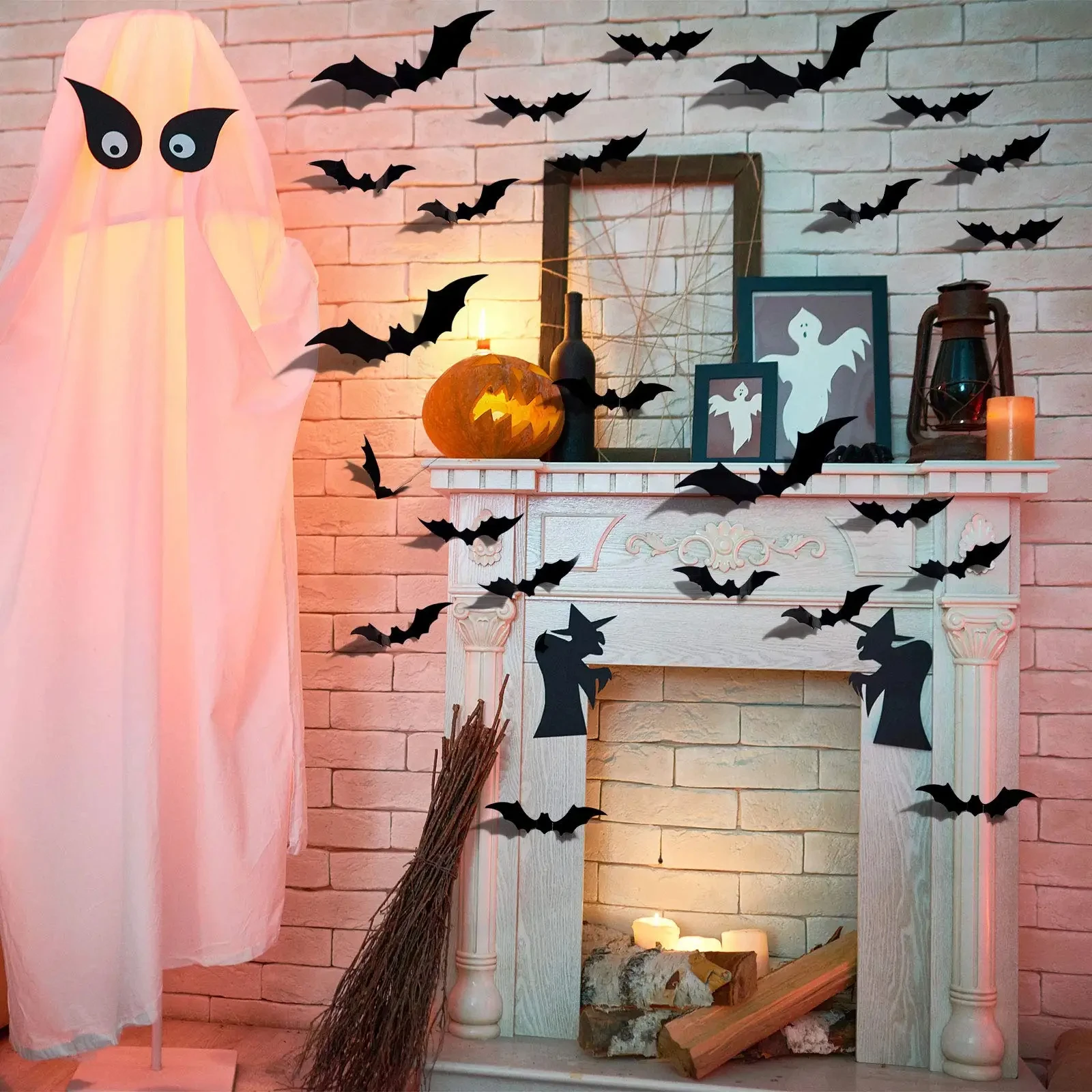 3D Schwarze PVC Fledermaus- und Spinnen-Wandaufkleber, Gruselige Halloween-Dekorationen, Party-Requisiten, DIY Heim- und Bar-Deko, Spukhafte Ornamente – Detail 13