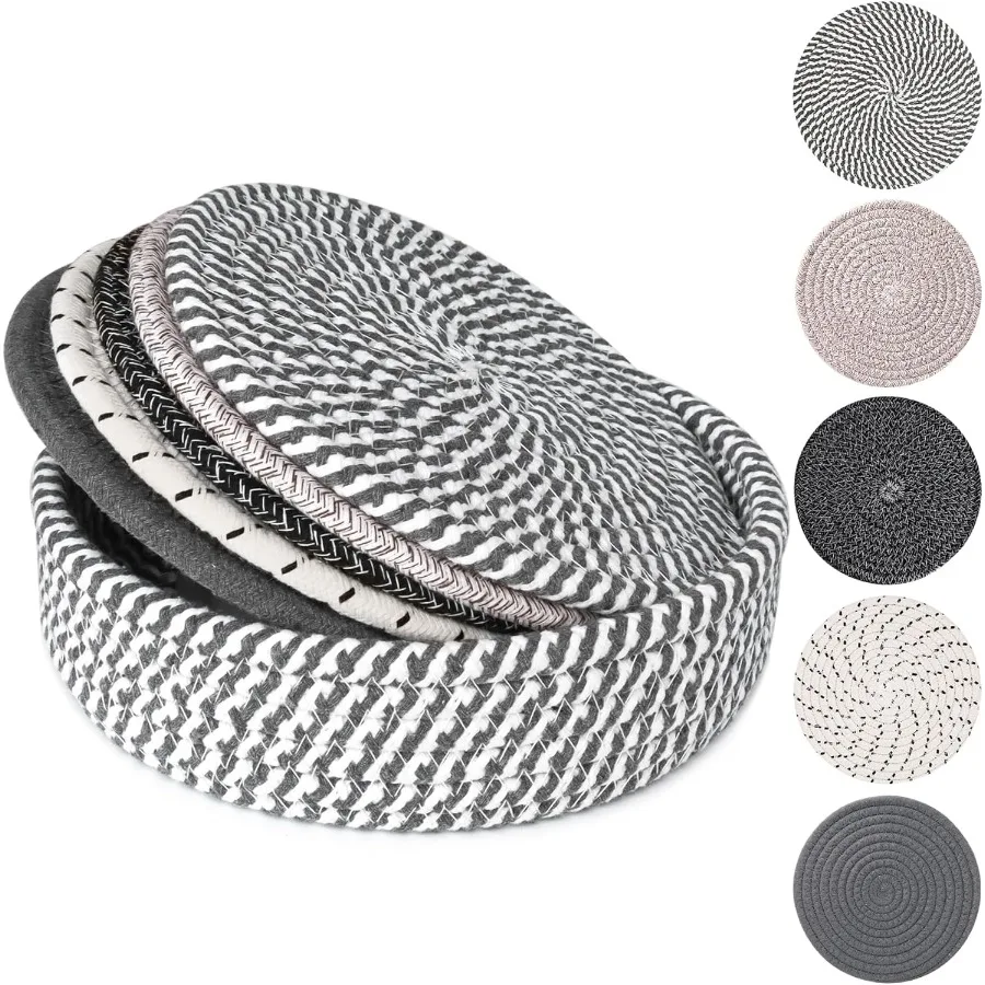 

Подставки для горячей посуды, 8 дюймов, для кастрюль и сковородок, утолщенные, термостойкие, с корзиной для хранения, подставки для кастрюль для кухни, комплект горячих подушечек