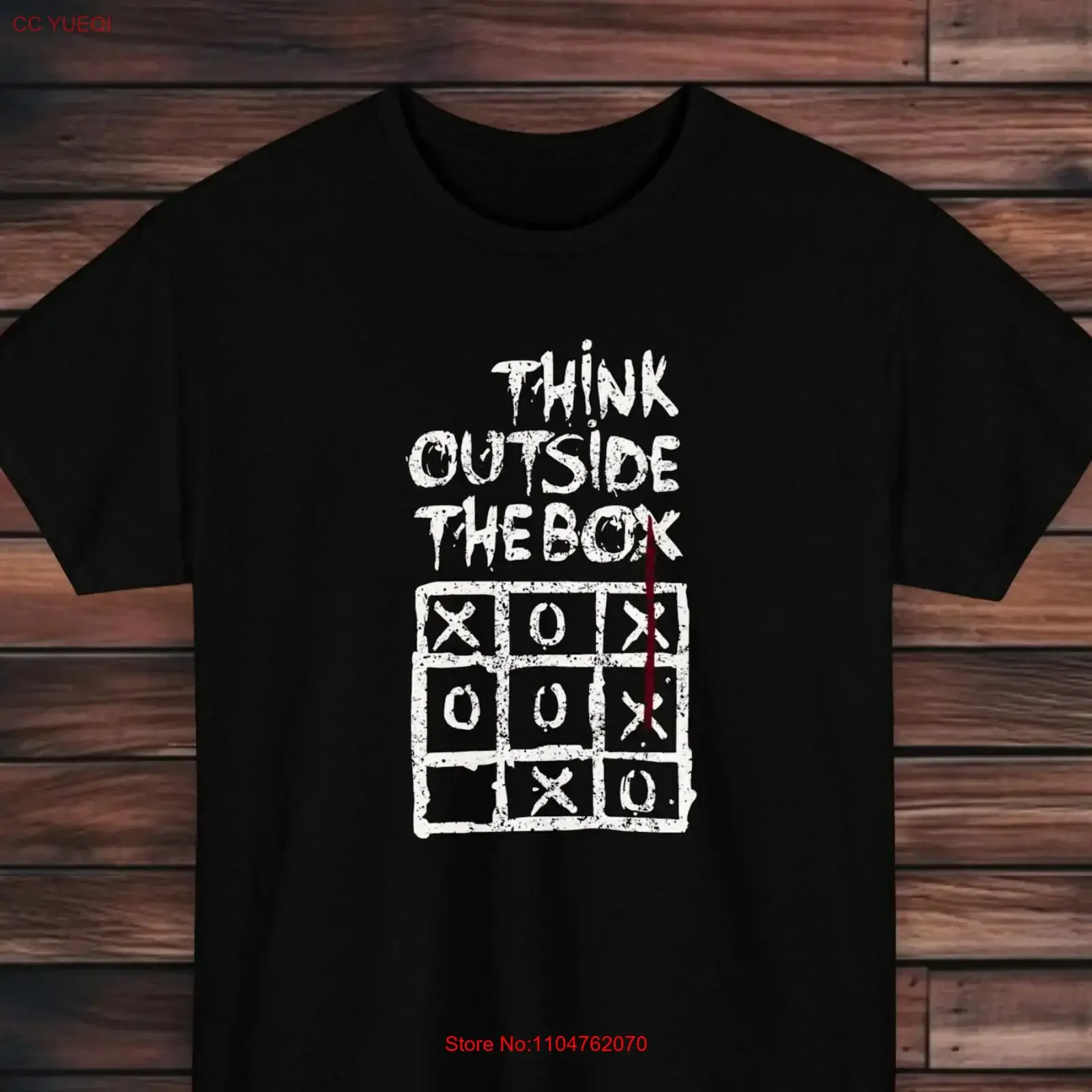 Think Outside the box T Shirt Motivational Gothic Dark Humor Tic Tac Toe Creative Thinking vintage Washed Top For Everyday Wear