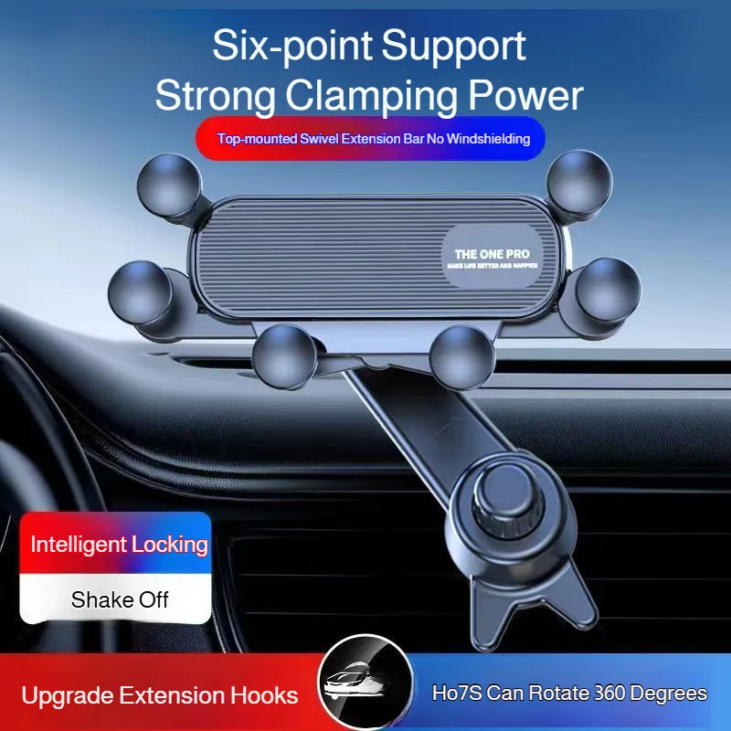Gravity Car Phone Holder Air Vent 6 Point Support 360 Rotation Metal Hook Anti Shake No Windshield Block for Auto Use