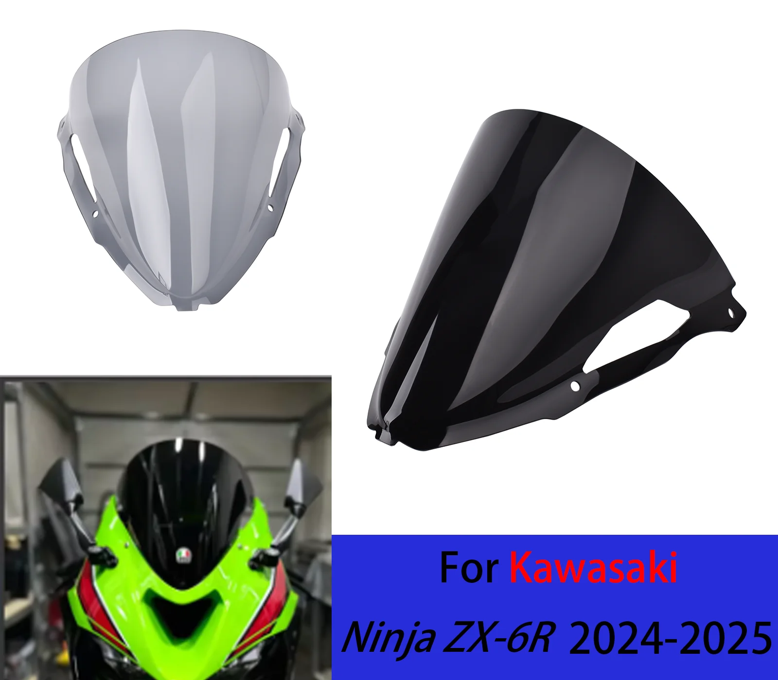 

For Ninja ZX-6R Windshield Windscreen For Kawasaki ZX 6R 2024 2025 ZX6R Motorcycle Air Wind Deflectors Screen Shield Accessories