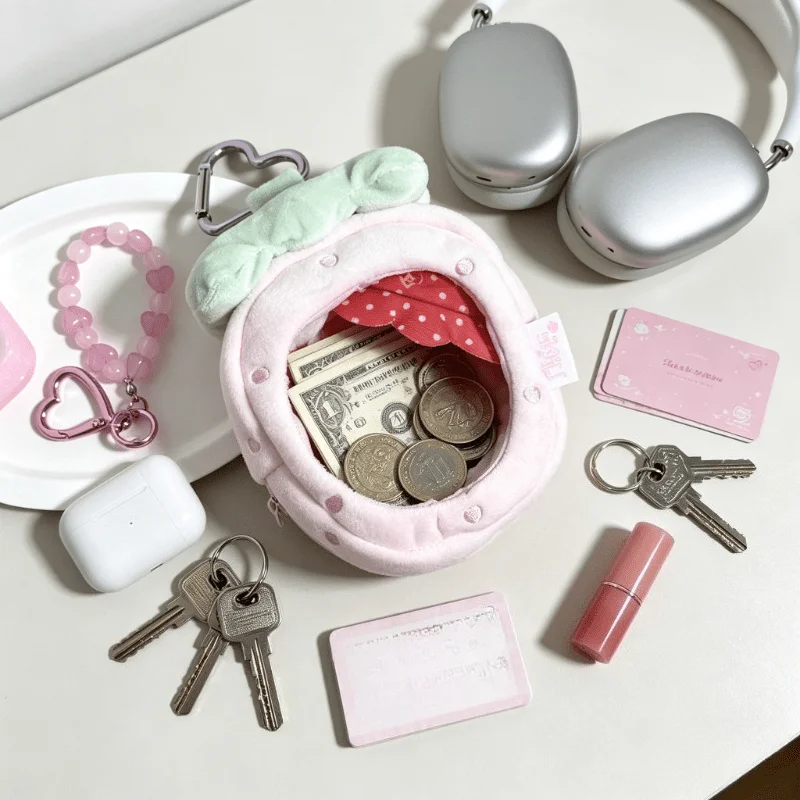 Simple Card Holder Coin Pouch Adult Daily Commute Accessory Portable Key Earphone Miscellaneous Storage Hanging Bag