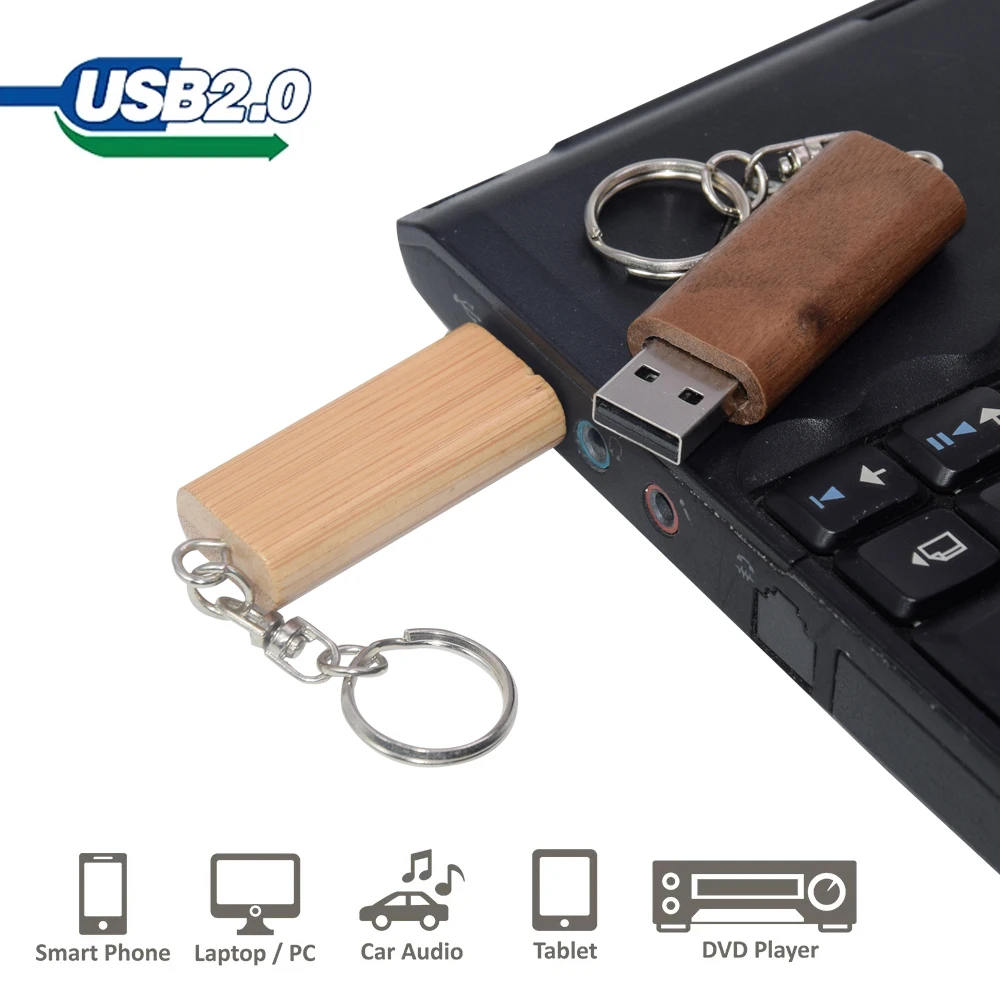 Hoge Snelheid Houten Usb Flash Drive2.0 128Gb 64Gb 32Gb 16Gb 8Gb 4Gb U Disk memory Stick Met Metalen Sleutelhanger Geschenken Aanpassen Logo