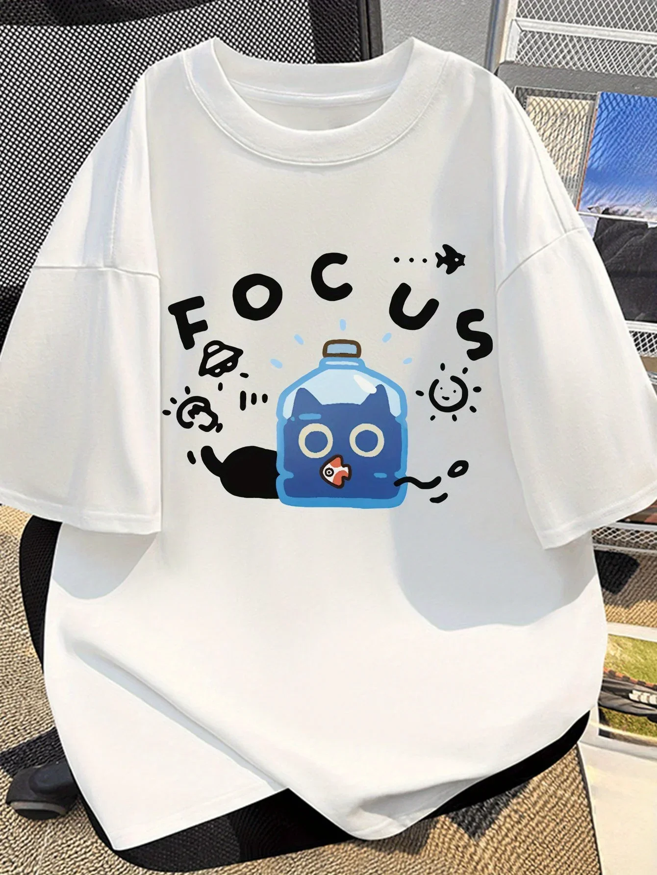 

Майка неформальная для женщин, camiseta de manga corta con estampado de gato bonito