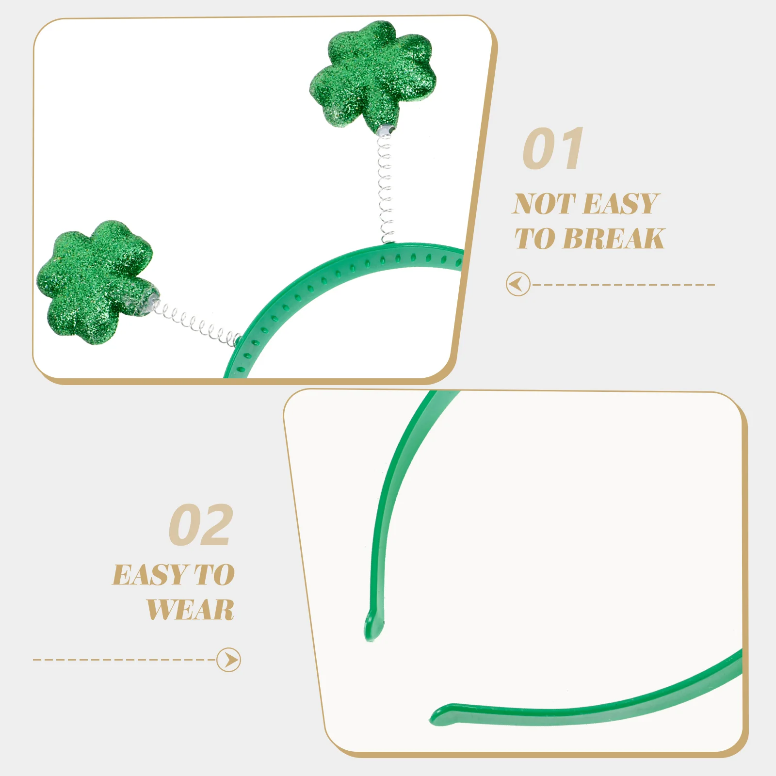 

6 Pcs Green Shamrock Headwear Clover Headband Hair Accessories Saint Patrick's Day Costume Festive Holiday Theme Gift