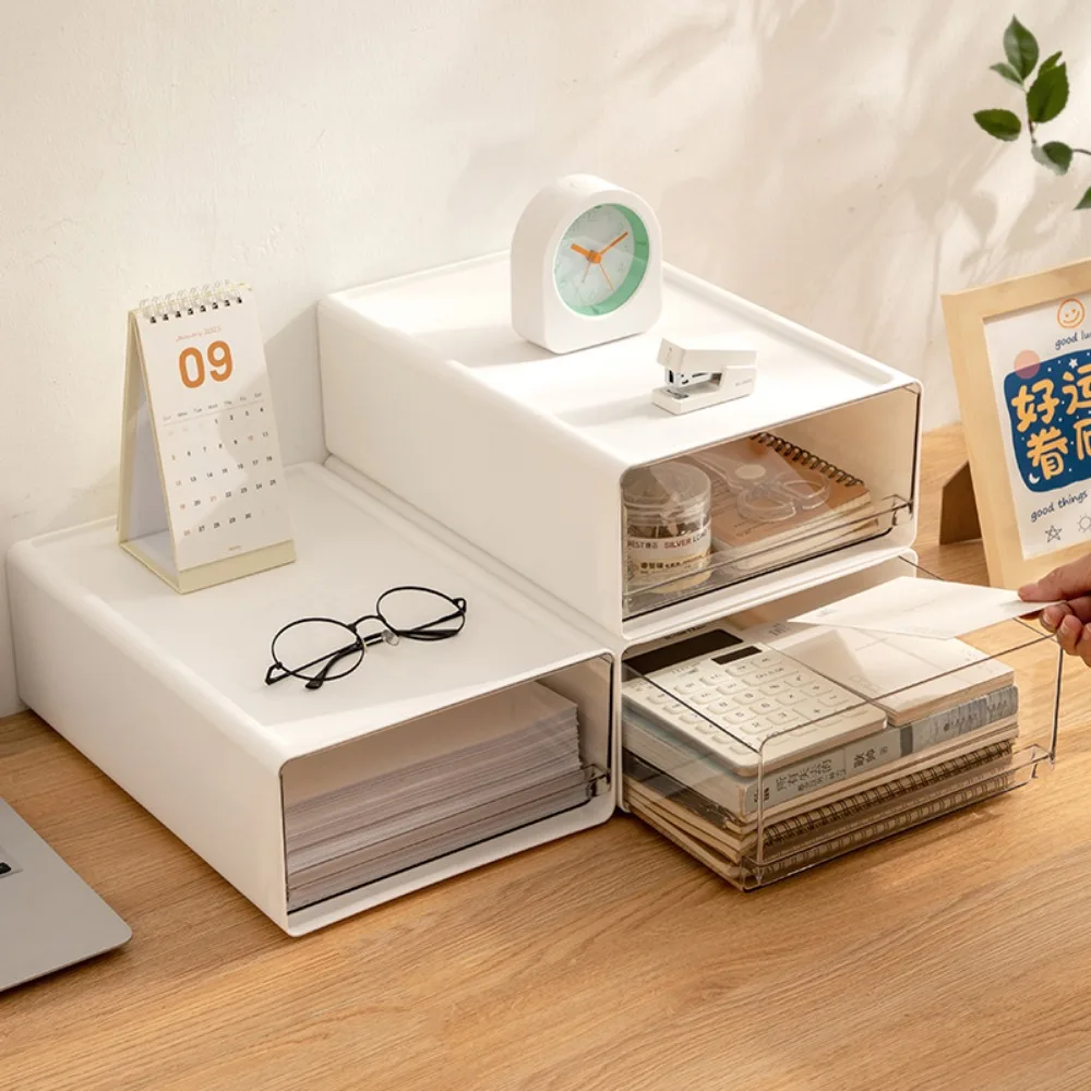 Desktop Storage Boxs Transparent Office Document Sundries Holder Drawers Desk Organizer Drawers Stationery Cabinet Sundries