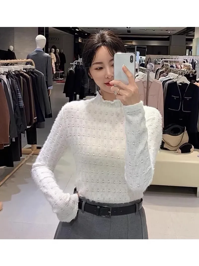 

Кружево MICOAT Velvet Touch! Осенне-зимняя женская блузка с цветочной вышивкой на воротнике и узором в виде сердец, 2 цвета, свободный крой, K...