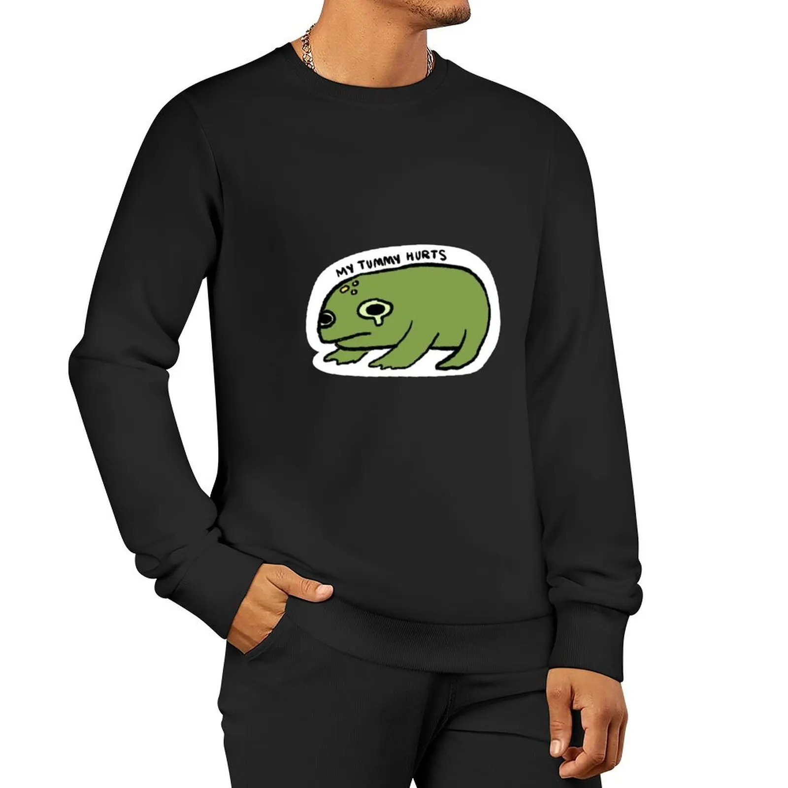 my tummy hurts frog Pullover Hoodie hooded shirt men's sweat-shirt aesthetic clothing sweatshirt men