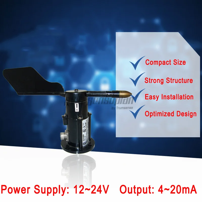 

Trumsense STTWD1224420C Polycarbon Airflow Direction Sensor Anemoscope 12 to 24V Power 4 to 20 mA Output for Harsh Environment