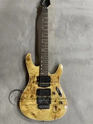 Ultra-thin Electric Guitar Burl Maple Veneer Mahogan Body White Binding Tremolo Bridge Rosewood Fingerboard 24 Frets