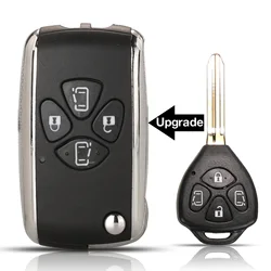 jingyuqin 3/4 Buttons Modified Upgrade Flip Folding Smart Remote Key Shell Case For Toyota Alphard 2005 - 2009 Replacement