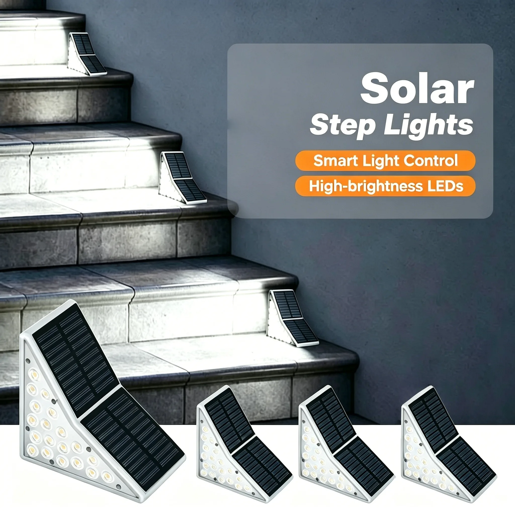 

1PCS Outdoor Solar Step Lights White Triangle IP67 Waterproof Auto On/Off Deck Lights for Patio Garden Courtyard Door Sidewalk