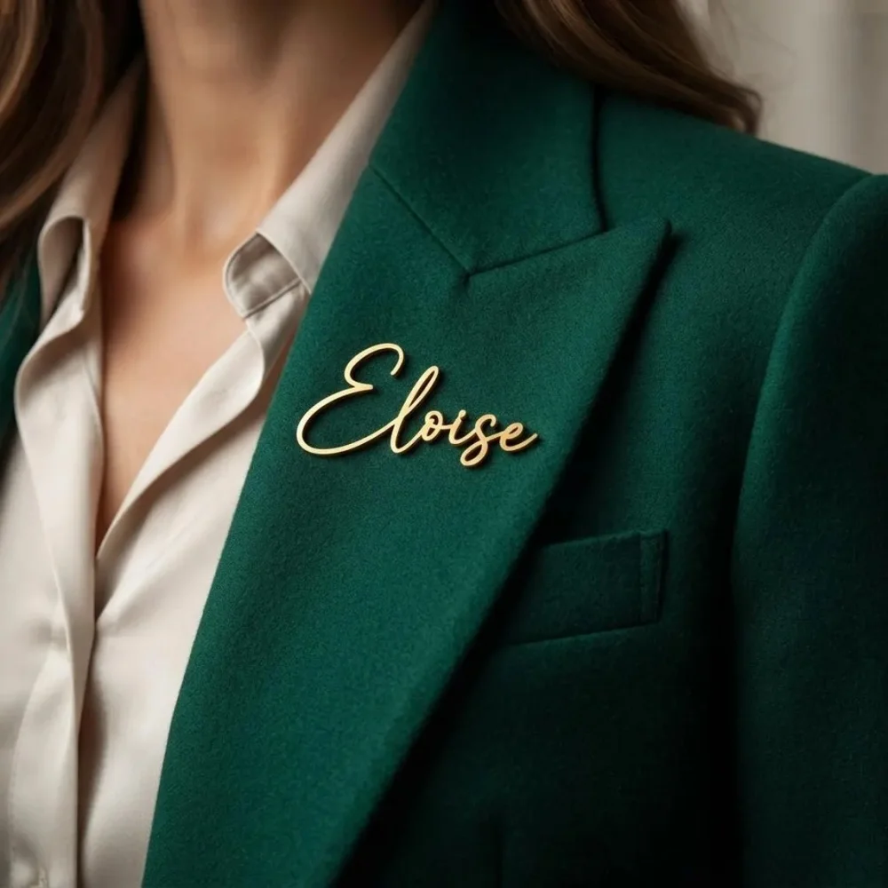 Custom Handwritten Name Brooch Women Men Personalized Stainless Steel Script Nameplate Brooch Pin Business Jewelry