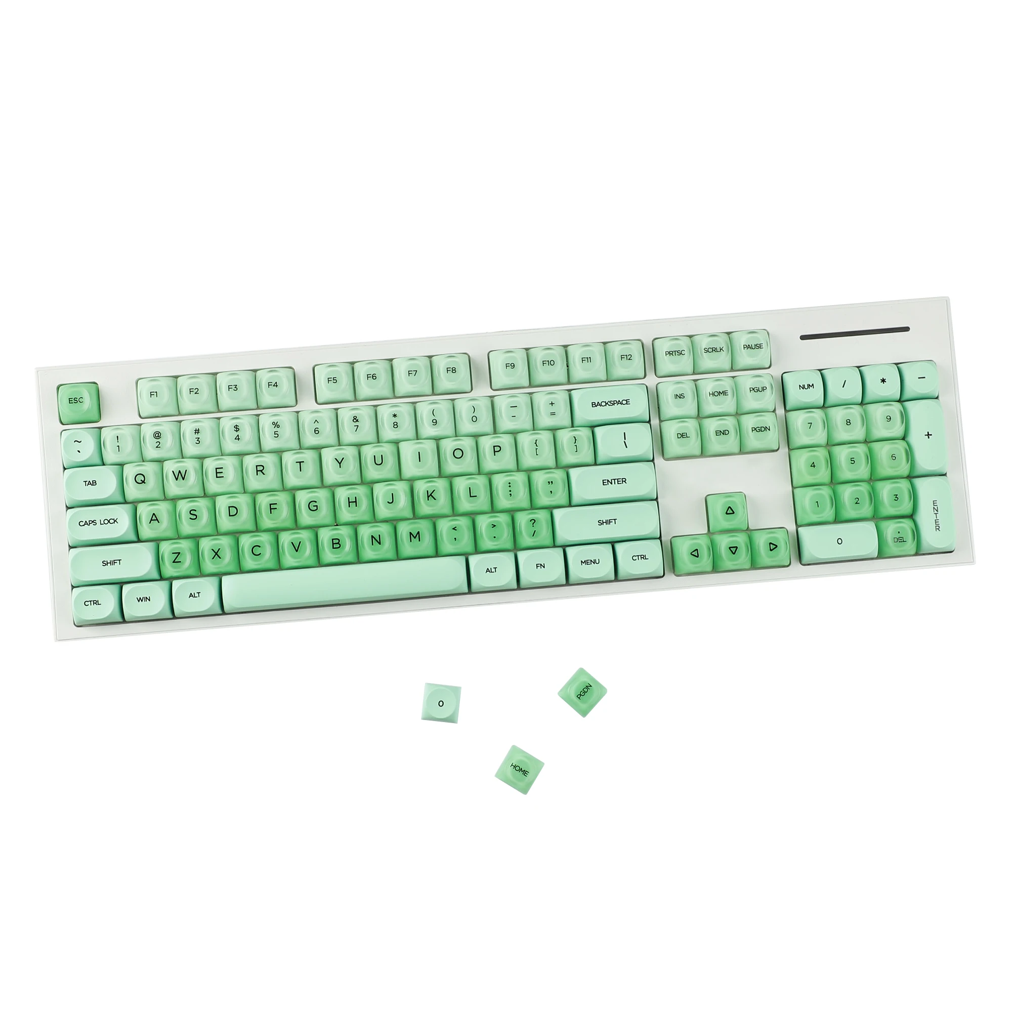 132 Keys Green Pink Liquid Foundation Keycaps Frosted HOA Profile PBT PC UV Print for 61/68/87/98/104/108 Mechanical Keyboard