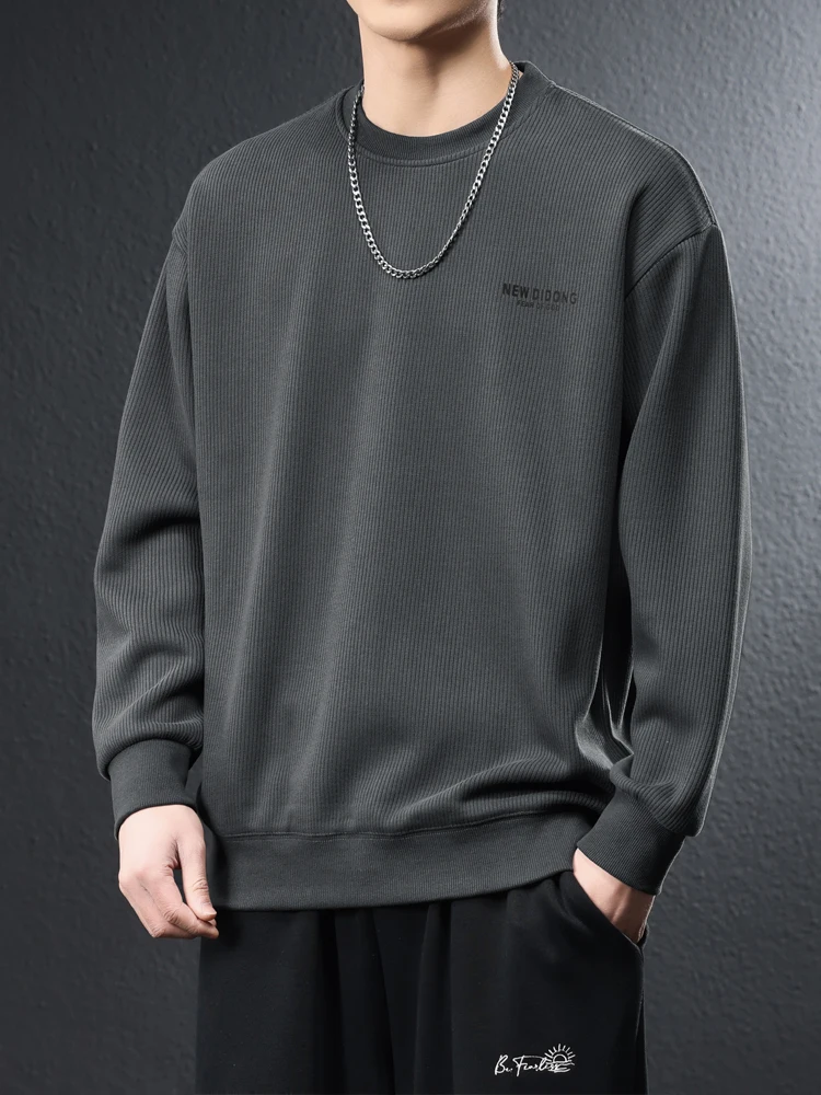 

Men's round Ne Sweatirt Loose Fit Hoodie Pure Color Base Layer irt Spring Autumn New Sle Casual Comfortable Cotton Po...