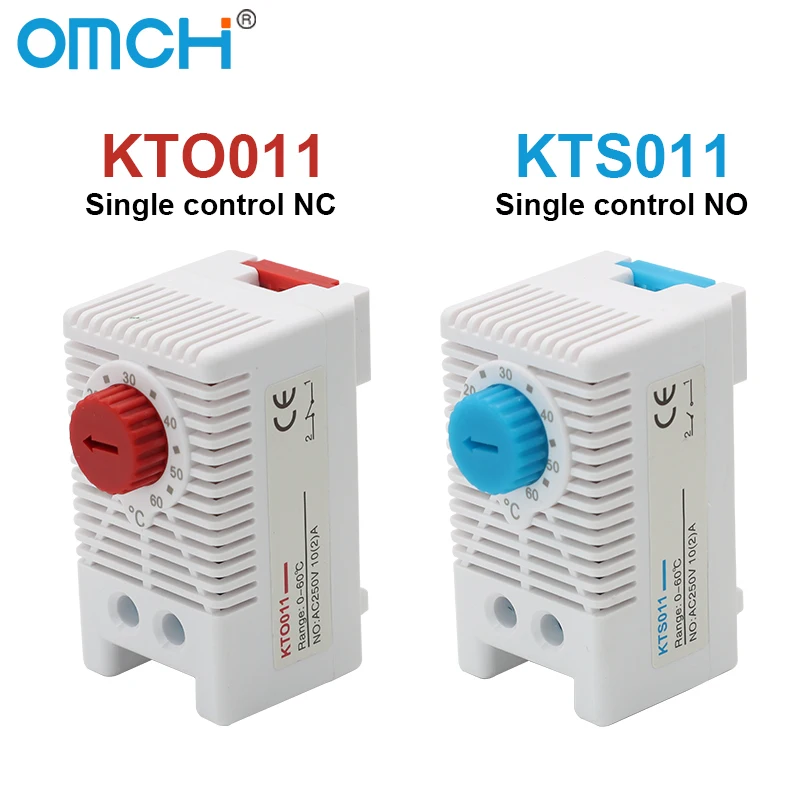 OMCH KTO011 KTS011 NC/NO Контроллер температуры шкафа на DIN-рейку 0-60 ℃   Биметаллический термостат 250 В переменного тока, 10 А, механическая температура