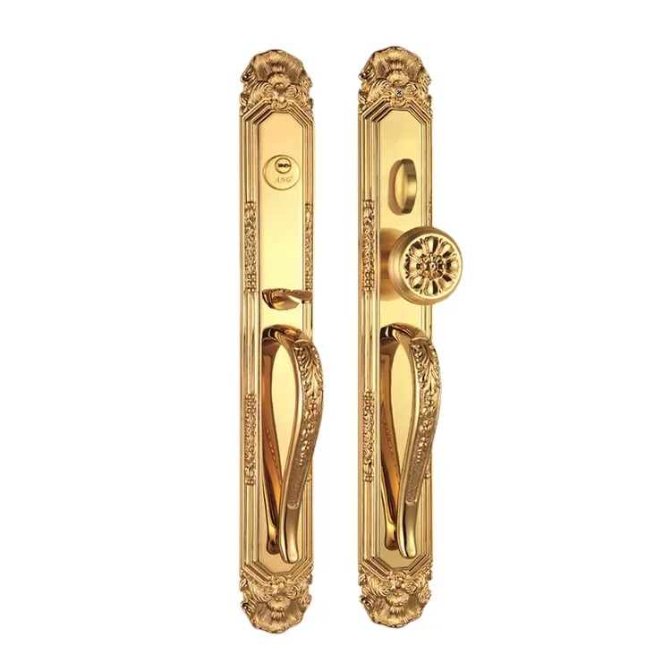 Cerradura de puerta delantera de madera de cobre principal de color oro rosa con manija antigua americana de hotel de China personalizado