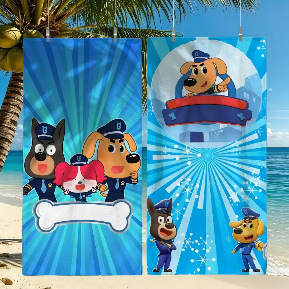 Cartoon Safety Sheriff Labrador Towel Towel Beach Towel Oversized Quick Dry Towel Absorbent Soft Swim BeachTowels for Men Women
