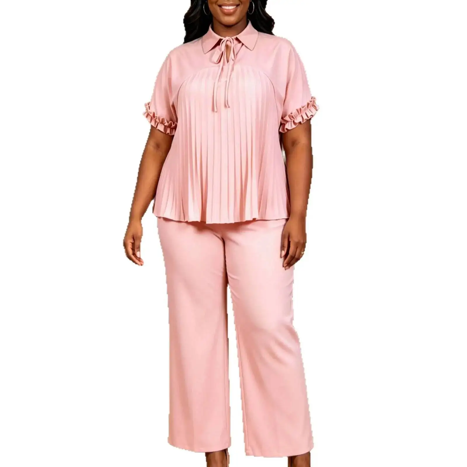 Conjunto Casual Talla Grande Mujer: Camisa y Pantalón - usage example