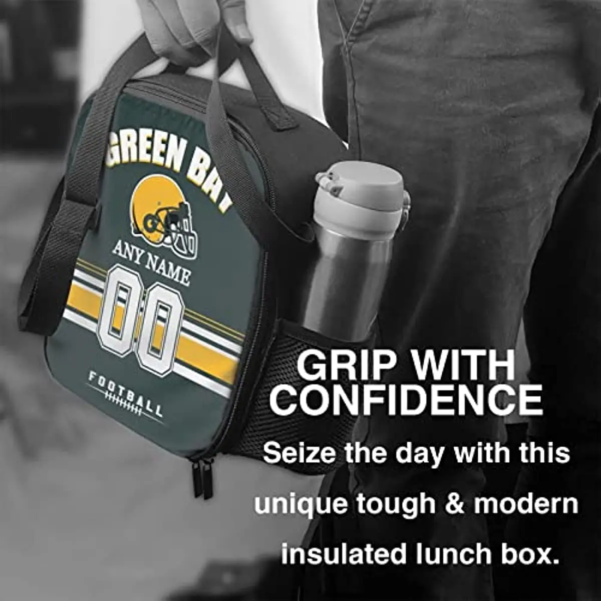 Niestandardowe pudełko na lunch Green Bay Torba na lunch z regulowanym paskiem Sportowa torba na lunch Prezenty dla chłopców Mężczyźni Kobiety Torba na lunch dla dzieci Piknik Bento