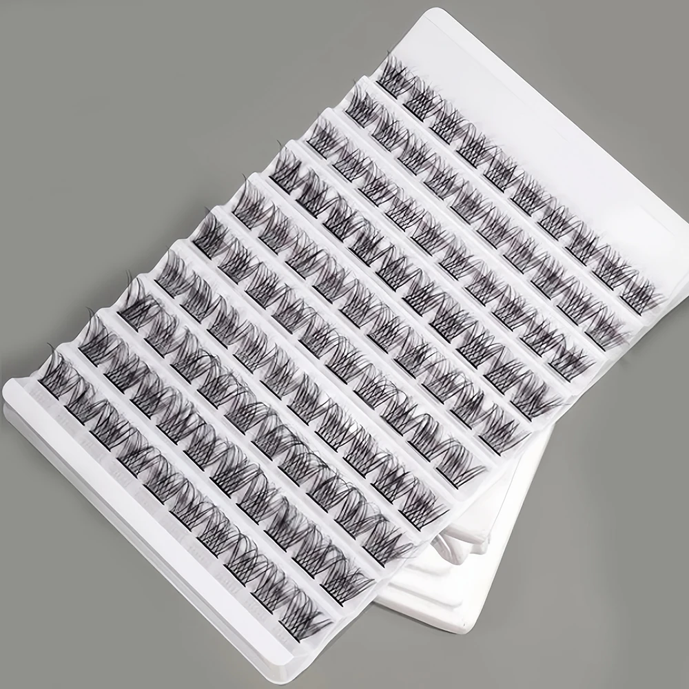 100pcs Natural Fish Tail Design Gradually Lengthening False Eyelash Set For Grafting Create a charming makeup look