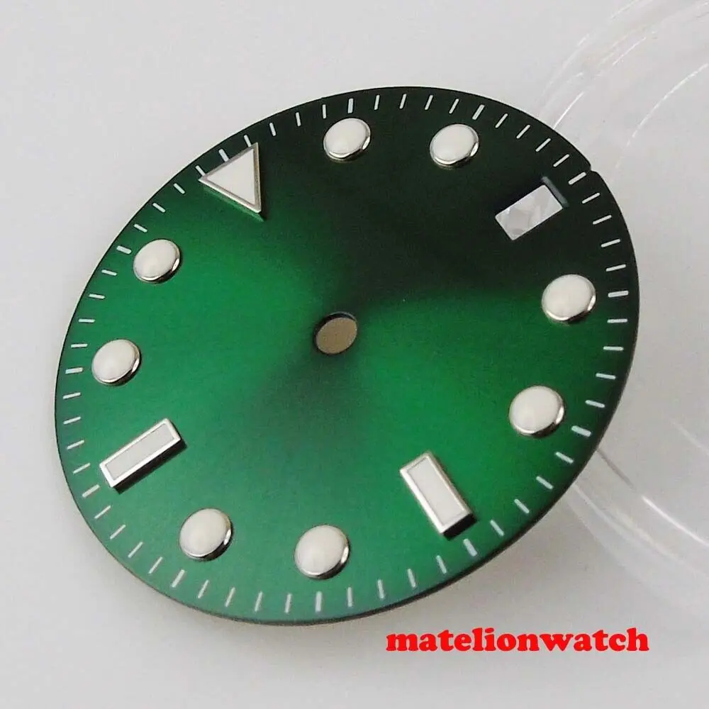 28.5mm Green sterile WATCH DIAL fit NH35 NH35A movement Blue Luminous dial marks