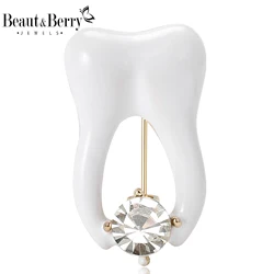 Beaut&Berry Enamel Teeth Brooches for Women Unisex Oral Pins Jewelry Casual Party Accessories New Year Gifts Friends Decoration