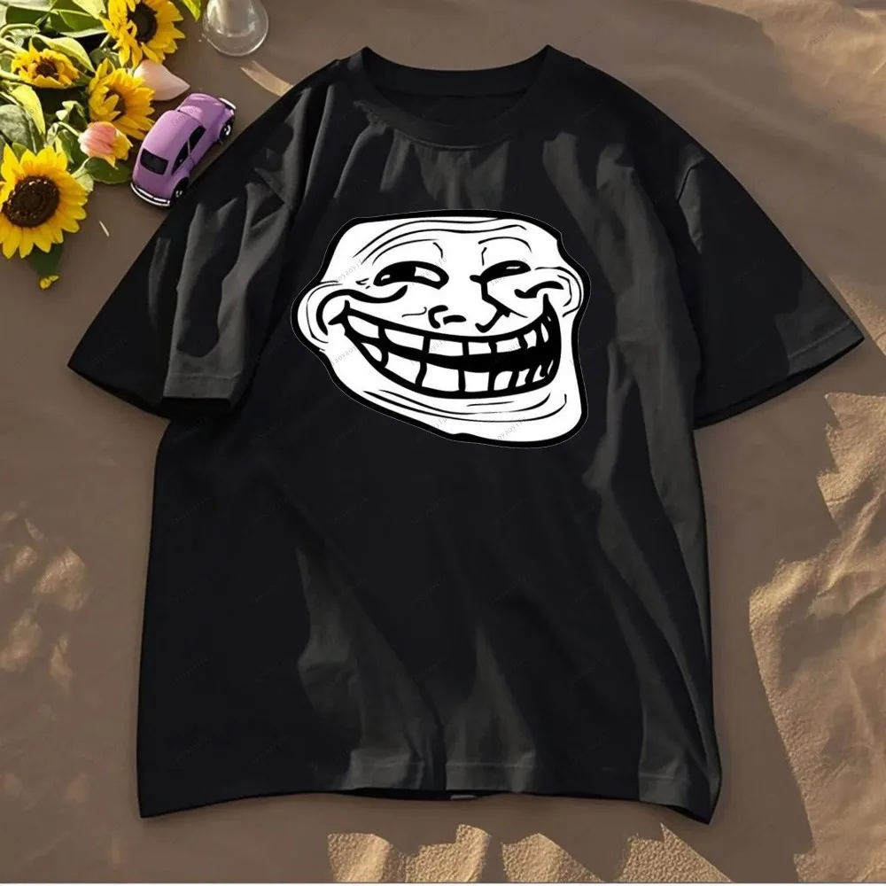 Rage Comic Trollfac Printed T Shirts Funny Anime Pure Cotton Top Tees Men Summer Short Sleeves T Shirt O Neck Fashion Tshirt