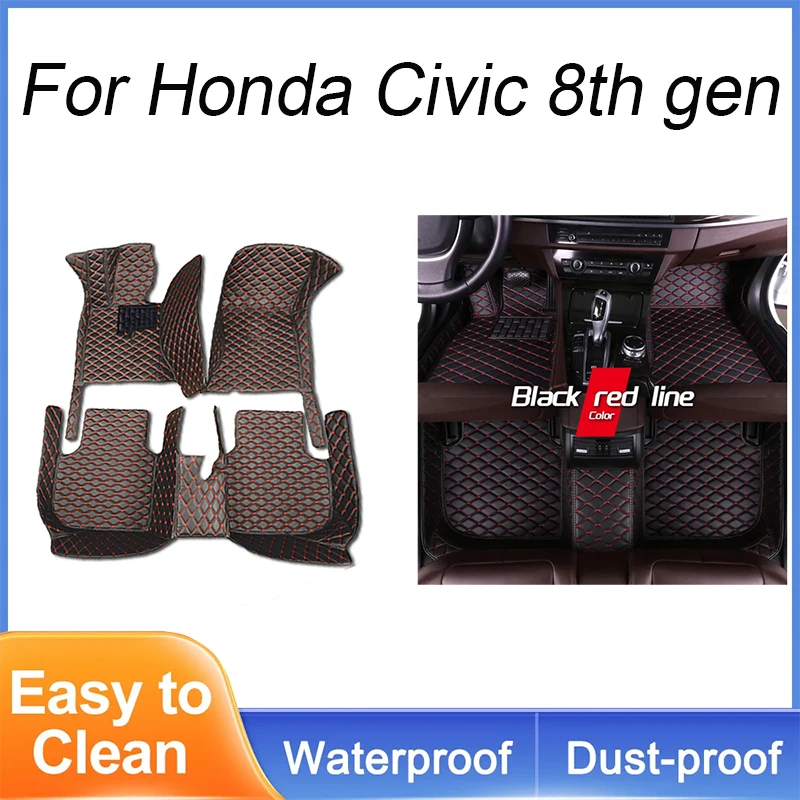 Custom Auto Luxury Leather Car Floor Mat For Honda Civic 8th gen 2006 2007 2008 Car Mat Full Set Women Waterproof Accessories