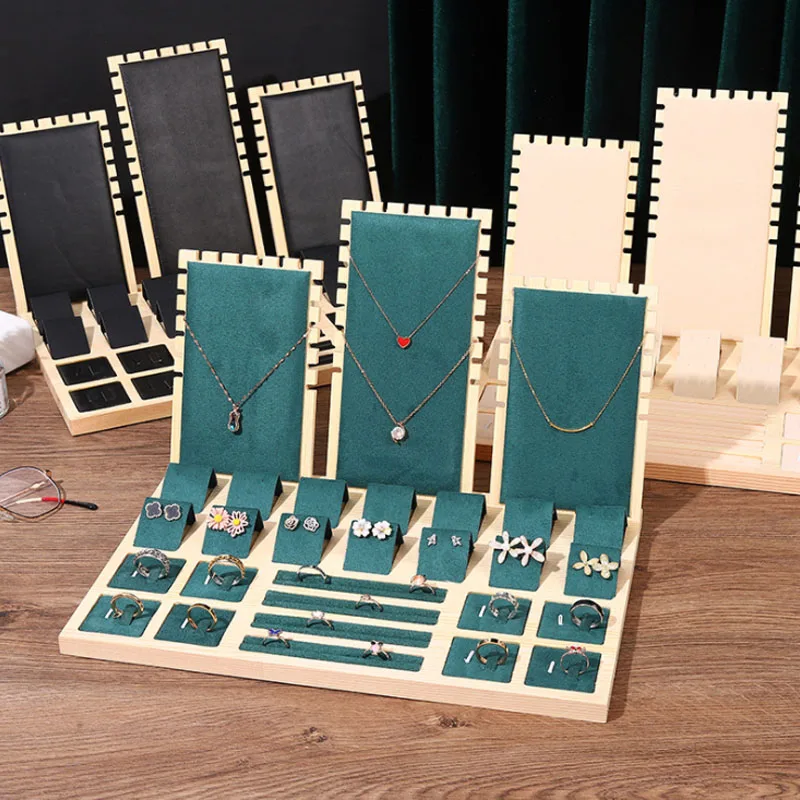 Beige Bamboo Jewelry Stand Shooting Live Jewellery Display Props For Women Earrings Necklaces Display Stand Pendant Hanger