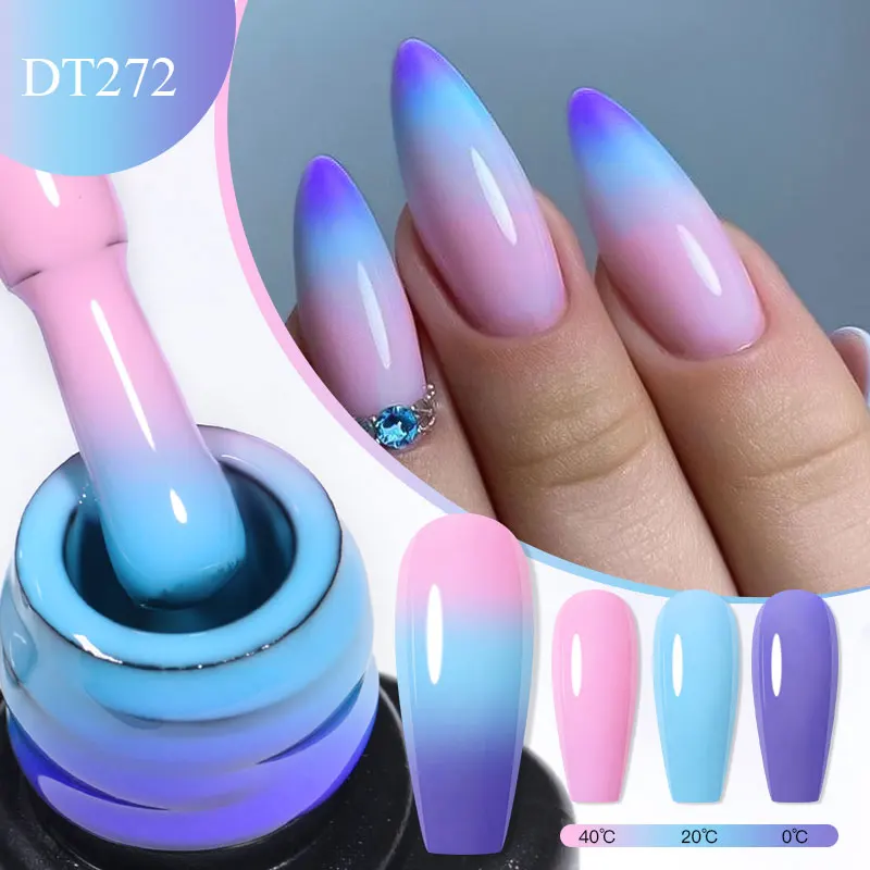 MEET ACROSS 7ml Thermal Gel Nail Polish Gradient Temperature Changing Semi Permanant Nail Art Varnish For Nails Winter Manicure