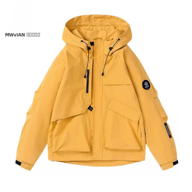 

Уличная модная куртка с капюшоном, мужская и женская весенне-осенняя новинка, ветрозащитная водонепроницаемая полиэстеровая длинная молния Clo...