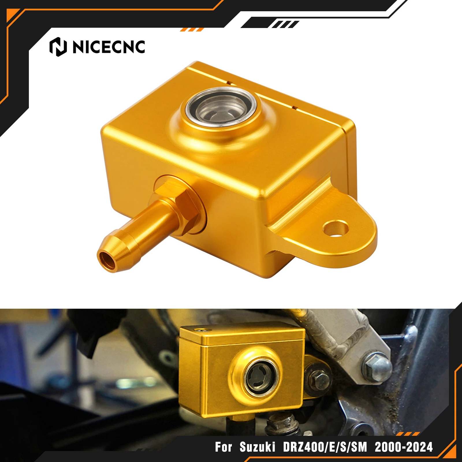 

NICECNC DRZ400SM DRZ400S DRZ 400S 400SM DRZ400 SM S 2000-2024 2023 2022 Aluminum Rear Brake Master Cylinder Reservoir Cover Cap