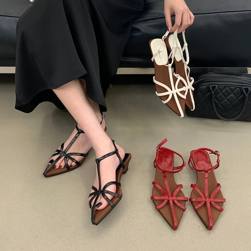 

Bailamos Women's Gladiator Sandals Roman Literary Style Hollow Female Beach Shoes Retro Sandals Hollow Wrap Buckle Dress Shoes M