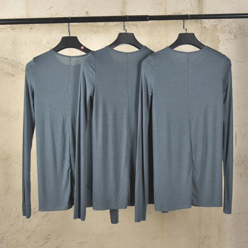 RO Style Tees Men's Ultra-thin Semi Wool Containing Long Sleeved Base T-shirt Round Neck Slim Fit Top