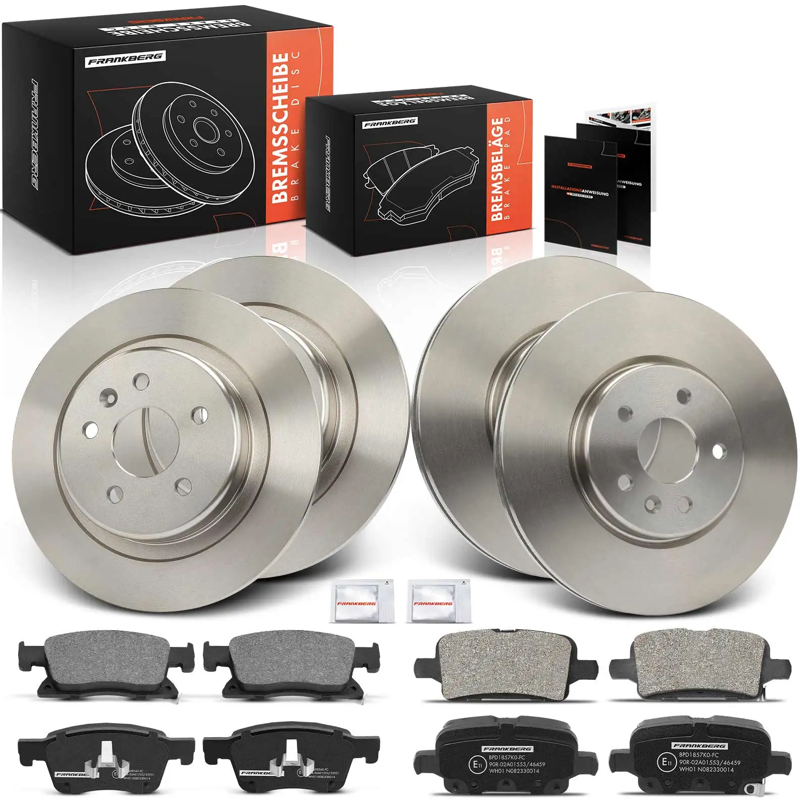 Frankberg 4x Remschijven 8x Remblokken Vooras Achteras Voor Opel Astra K B16 Astra K Sports Tourer 42676498 39037199