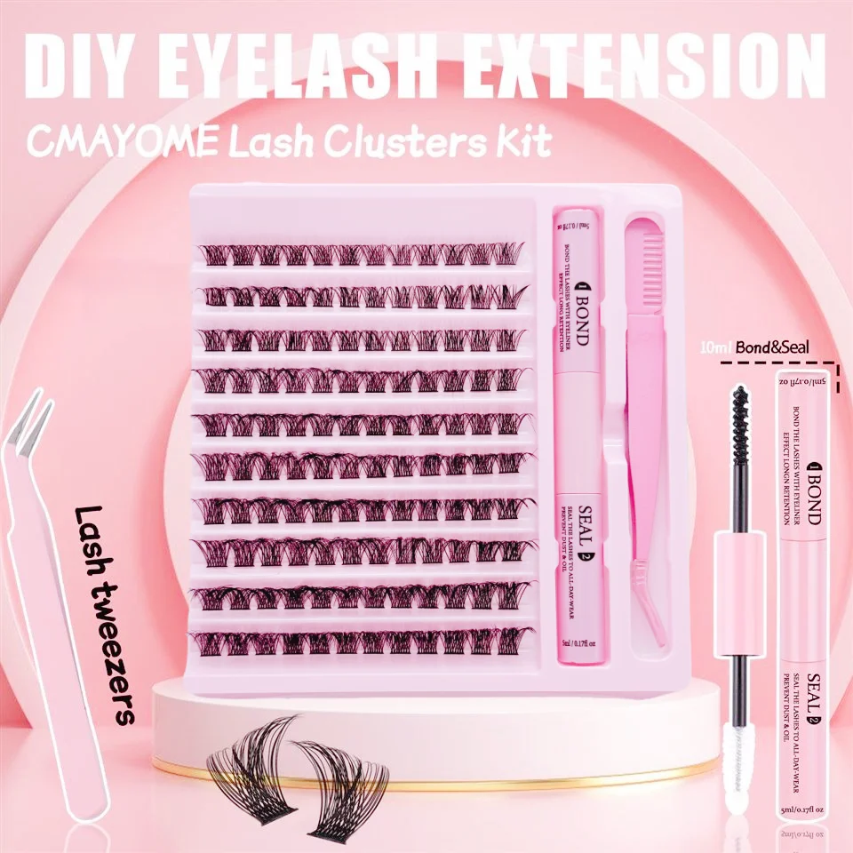 1Set Eyelash Extender Cluster, Artificial Cat Eye False Eyelash Adhesive and Sealant (Glue and Tweezers Are Randomly Dispatched)