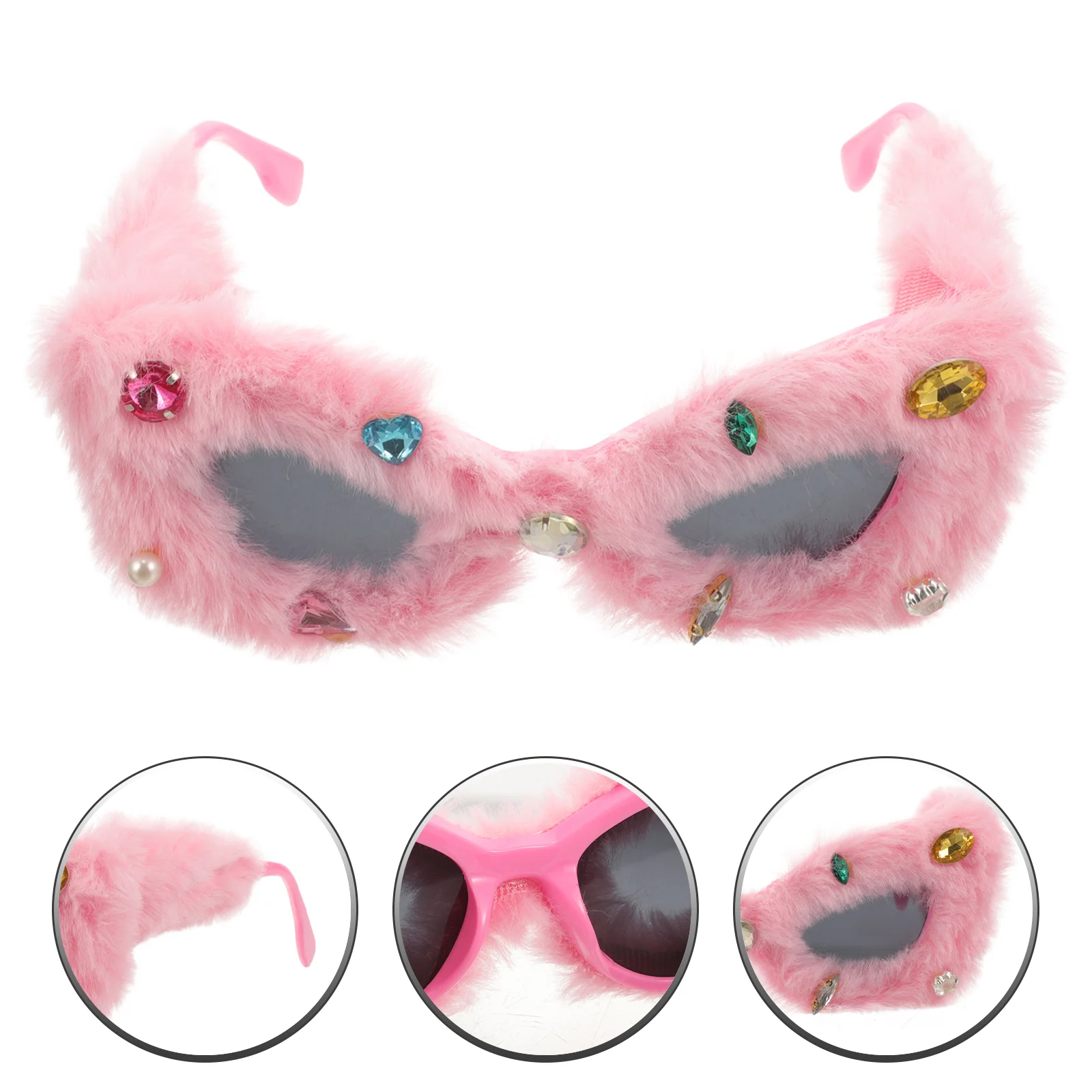 Sunglasses for Men Plush Decorative Polarized Women Fluffy Pink Fuzzy Party Man