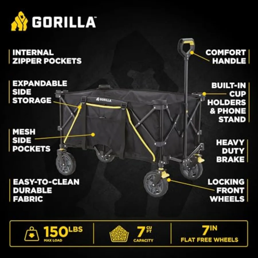 Collapsible Folding Outdoor Utility Wagon, 7 Cu Feet